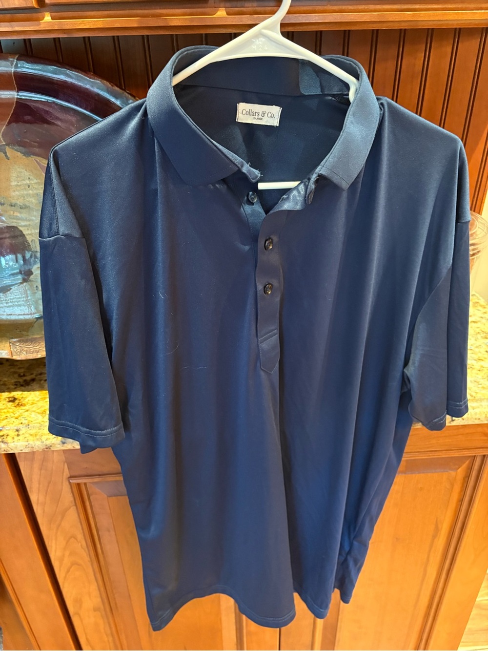 Collars & Co. Men's Dress polo. Sharp deep blue with stiff Collar. Retail: $98 - Picture 4 of 5